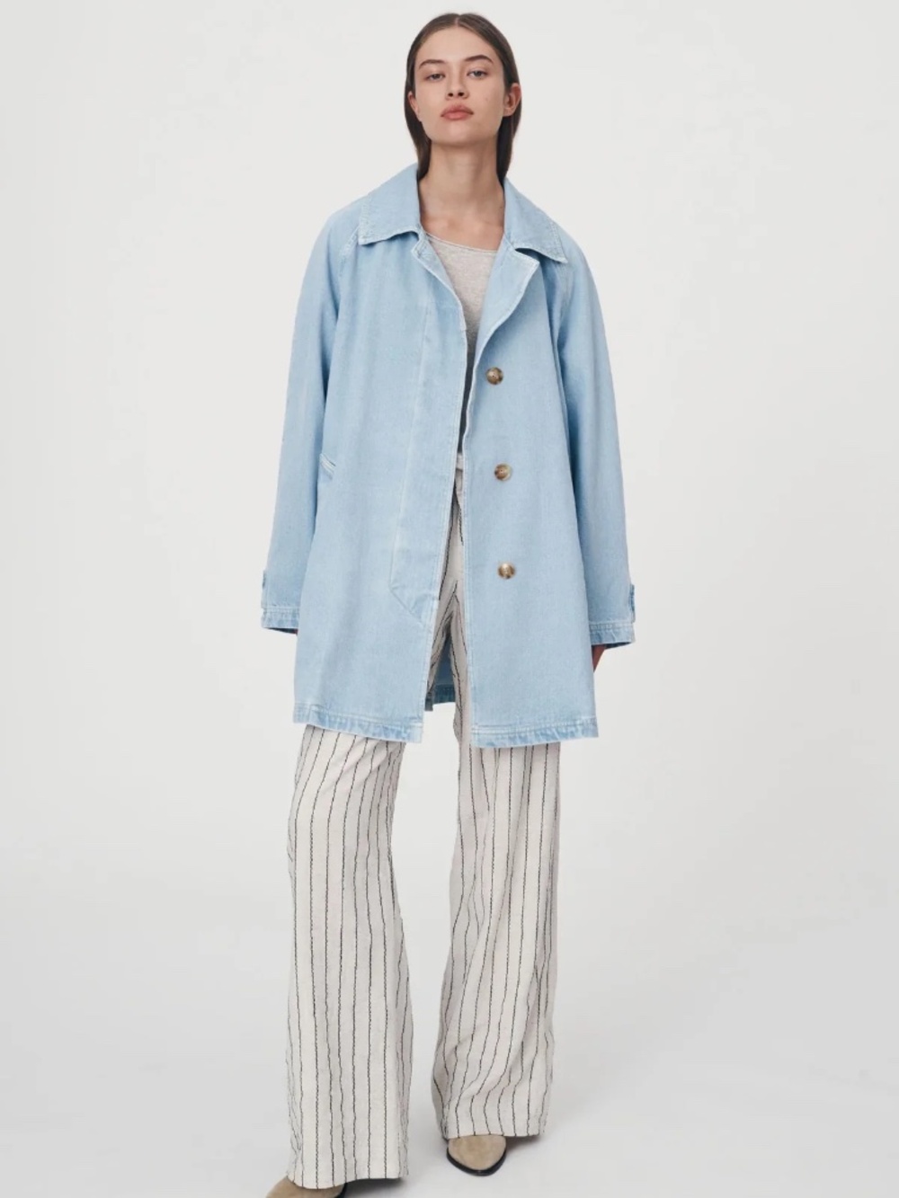 Valentina Trench Jacket by Rowie The Label Size M/L in Demin